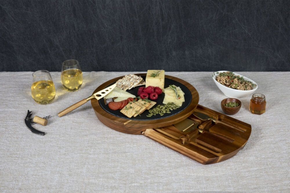 Insignia Acacia and Slate Serving Board with Cheese Tools